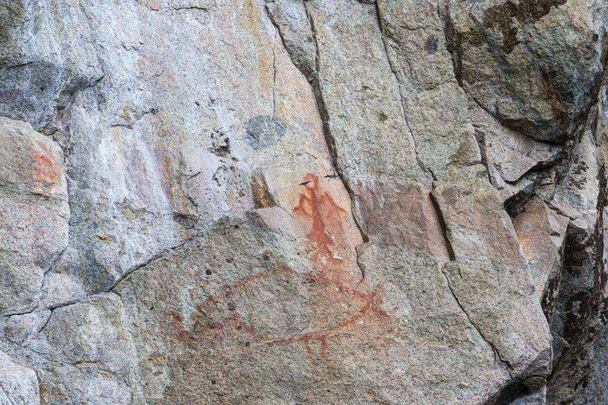 Klahoose pictographs of a man and humpback whale off Cortes Island