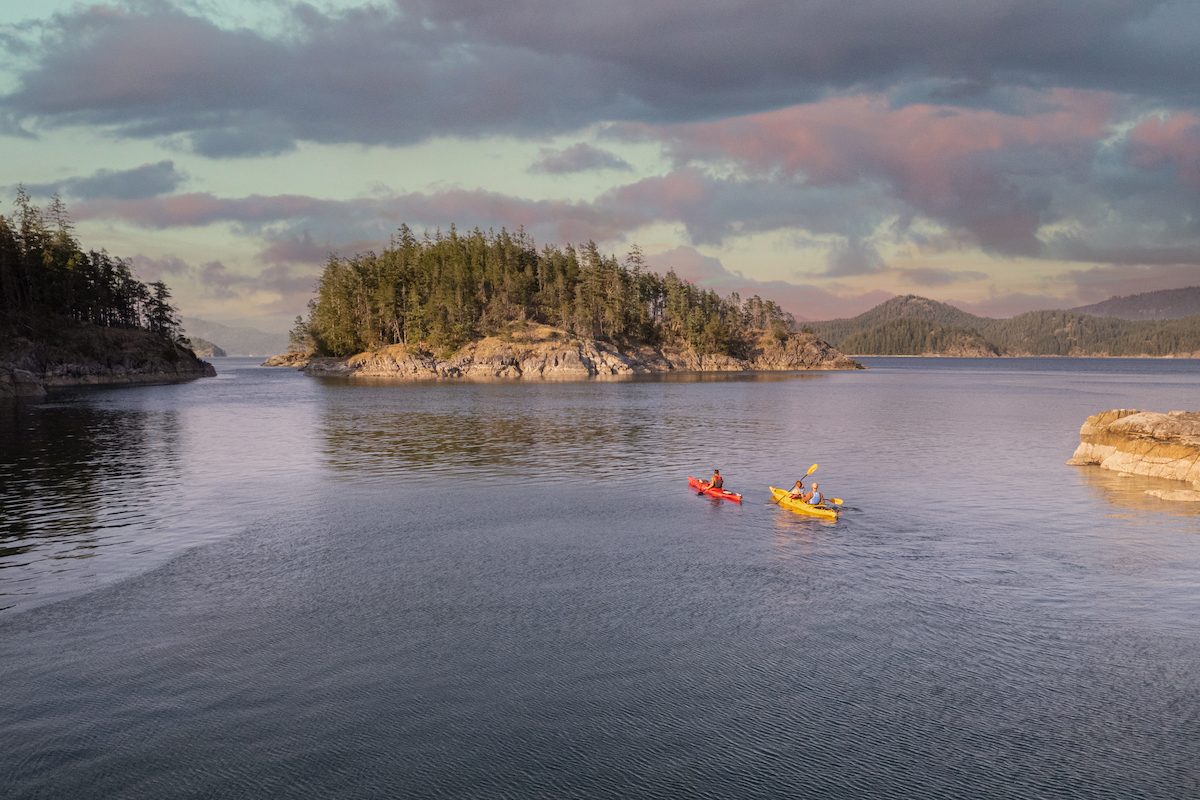 Dusk colours during Kayak adventure in the Octopus Islands in British Columbia